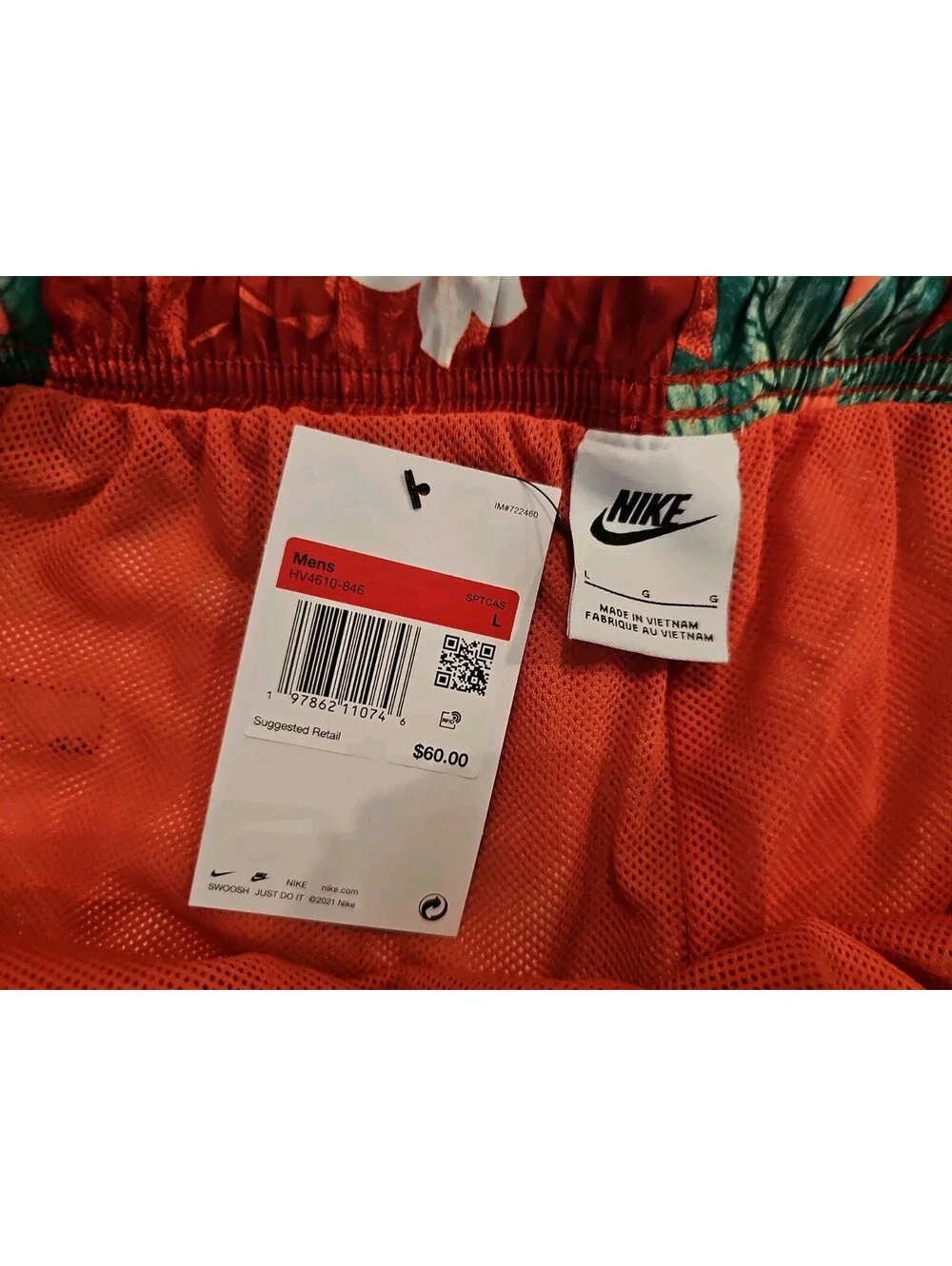 Nike Club Flow 6” Swim Shorts Floral HV4610-846 Pockets Drawstring Men’s Large